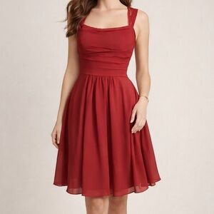𝅺b2 Jasmine Red Chiffon Dress Special Occasion Sz 6